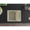 Mexen Enzo chiuvetă din granit cu 1 compartiment cu picurător 576 x 465 mm, Bej, sifon Auriu - 6506571005-69-G