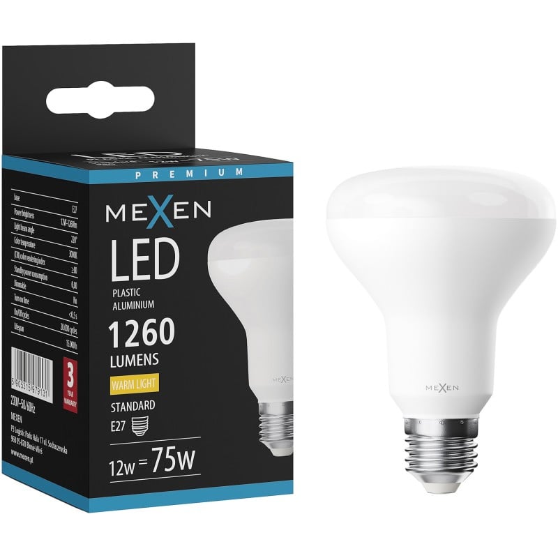 Mexen Nova LED izzó E27, R80, 12W, Meleg - 3000K, 1260 lm - L105-E27-1230-01