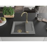 Mexen Enzo 576 x 465 mm-es, szürke, 1-medencés gránit mosogató csepegtetővel, arany szifonnal - 6506571005-71-G