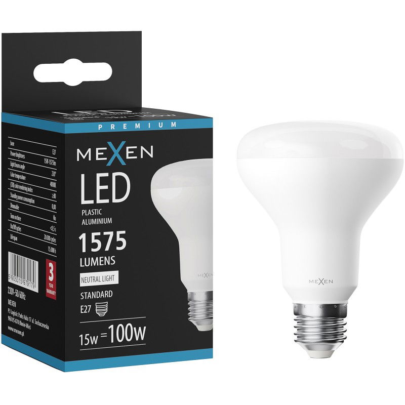 Mexen Nova LED Izzó E27, R80, 15W, Semleges - 4000K, 1575 lm - L105-E27-1540-01