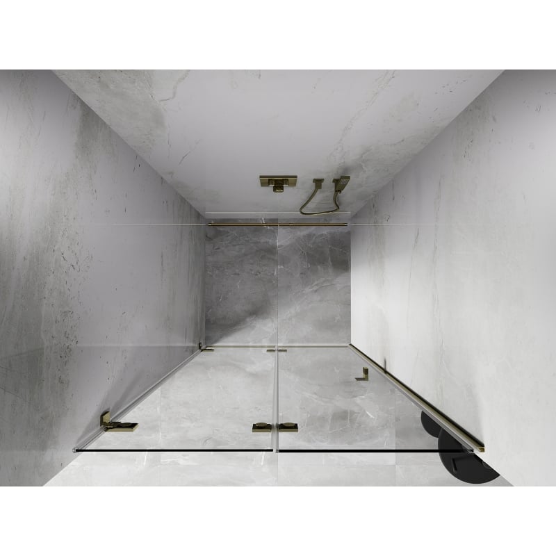 Mexen Lunar-F ușă de duș pliabilă stânga 55 cm, transparentă, aurie - 836-055-000-50-00-L