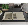 Mexen Matias chiuvetă din granit cu 1,5 bol cu scurgător 900 x 505 mm, bej, sifon negru - 6502901505-69-B