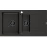 Mexen Matias chiuvetă granit 1,5 camere cu picurător 900 x 505 mm, negru/auriu metalic, sifon negru - 6502901505-75-B