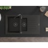 Mexen Matias chiuvetă de bucătărie din granit 1,5 compartimente cu scurgător 900 x 505 mm, negru/auriu metalizat, sifon negru -?