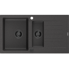 Mexen Matias chiuvetă granitică 1,5 compartimente cu scurgător 900 x 505 mm, neagră cu pete, sifon negru - 6502901505-76-B