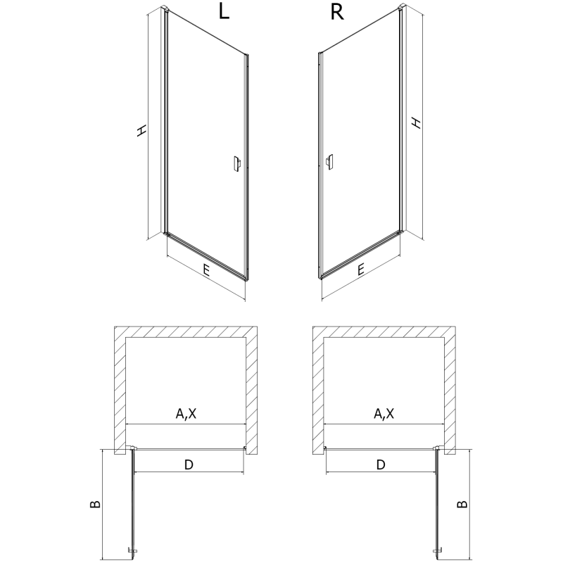 Mexen Mist-B ușă de duș pivotantă 50 cm, transparentă, auriu periat - 8A2-050-000-55-00