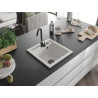 Mexen Vito chiuvetă de bucătărie din granit, 1 bazin, 520 x 490 mm, alb, sifon negru - 6503521000-20-B