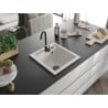 Mexen Vito gránit mosogatótálca 1 rekeszes 520 x 490 mm, fehér, fekete szifon - 6503521000-20-B