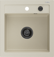 Mexen Vito chiuvetă de granit cu 1 compartiment 520 x 490 mm, bej, sifon negru - 6503521000-69-B