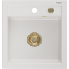 Mexen Vito 1-medencés gránit mosogató 520 x 490 mm, fehér, arany szifon - 6503521000-20-G