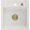 Mexen Vito gránit mosogató 1-medencés 520 x 490 mm, fehér, arany szifon - 6503521000-20-G