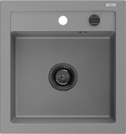Mexen Vito 1-medencés gránit mosogató 520 x 490 mm, Szürke, szifon Fekete - 6503521000-71-B