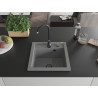 Mexen Vito gránit mosogató 1 rekeszes 520 x 490 mm, szürke, fekete szifonnal - 6503521000-71-B