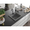 Mexen Vito chiuvetă de granit cu 1 cuvă 520 x 490 mm, gri, sifon negru - 6503521000-71-B