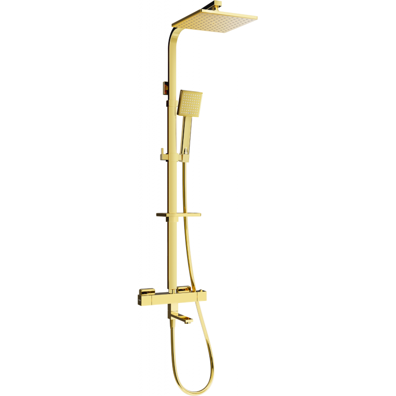 Mexen CQ45 set cadă-duș cu pară de tip ploaie și baterie termostatică, Aurie - 779104595-50