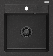 Mexen Vito chiuvetă de bucătărie din granit cu 1 cuvă 520 x 490 mm, negru/argintiu metalizat, sifon negru - 6503521000-73-B