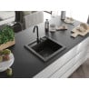 Mexen Vito chiuvetă de granit cu 1 compartiment 520 x 490 mm, Neagră/Auriu metalic, sifon Neagră - 6503521000-75-B