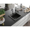 Mexen Vito gránit mosogató 1-medencés 520 x 490 mm, fekete/arany metál, fekete szifon - 6503521000-75-B
