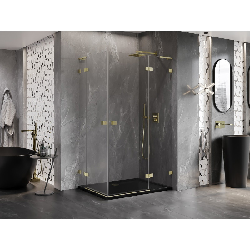 Mexen Lunar L Duo cabină de duș cu deschidere dreaptă 115 x 75 cm, transparentă, auriu periat - 834L-115P-075L-55-00