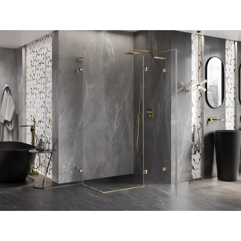 Mexen Lunar L Duo cabină de duș cu deschidere dreaptă 115 x 75 cm, transparentă, auriu periat - 834L-115P-075L-55-00