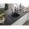 Mexen Vito gránit mosogató 1-medencés 520 x 490 mm, fekete fröcskölt, fekete szifon - 6503521000-76-B