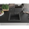 Mexen Vito gránit mosogató 1-medencés 520 x 490 mm, fekete fröcskölt, fekete szifon - 6503521000-76-B