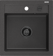 Mexen Vito 1-medencés gránit mosogató 520 x 490 mm, Fekete foltos, szifon Fekete - 6503521000-76-B