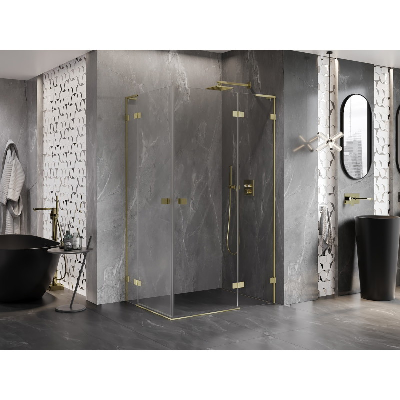 Mexen Lunar L Duo kétszárnyú zuhanykabin jobbos 115 x 95 cm, átlátszó, arany szálcsiszolt - 834L-115P-095L-55-00