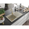 Mexen Cesar 1 rekeszes, csepptálcás gránit mosogató 775 x 470 mm, bézs, arany szifon - 6514771010-69-G