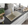 Mexen Cesar1-medencés gránit mosogató edényszárítóval 775 x 470 mm, Bézs, szifon Arany - 6514771010-69-G