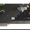 Mexen Cesar1-medencés gránit mosogató edényszárítóval 775 x 470 mm, Fekete/Fém ezüst, szifon Arany - 6514771010-73-G
