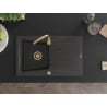 Mexen Cesar1-medencés gránit mosogató edényszárítóval 775 x 470 mm, Fekete foltos, szifon Arany - 6514771010-76-G