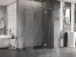 Mexen Lunar L Duo cabină de duș cu ușă pivotantă dreaptă 120 x 80 cm, transparent, nichel periat - 834L-120P-080L-97-00