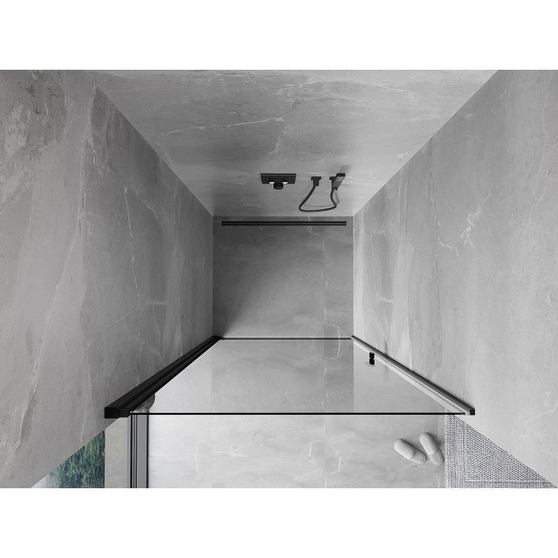 Mexen Mist-B nyíló zuhanyajtó 70 cm, átlátszó, fekete - 8A2-070-000-70-00