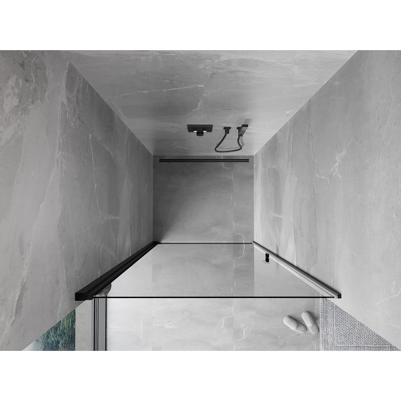 Mexen Mist-B 50 cm-es nyitható zuhanyajtó, átlátszó, fekete - 8A2-050-000-70-00