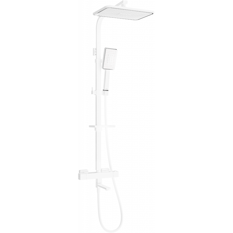 Mexen CQ54 set cadă-duș cu pară de tip ploaie și baterie termostatică, Albă/Crom - 779105495-21