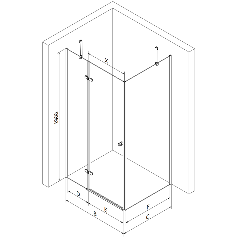 Mexen Roma nyitható zuhanykabin 90 x 90 cm, átlátszó, fekete - 854-090-090-70-00