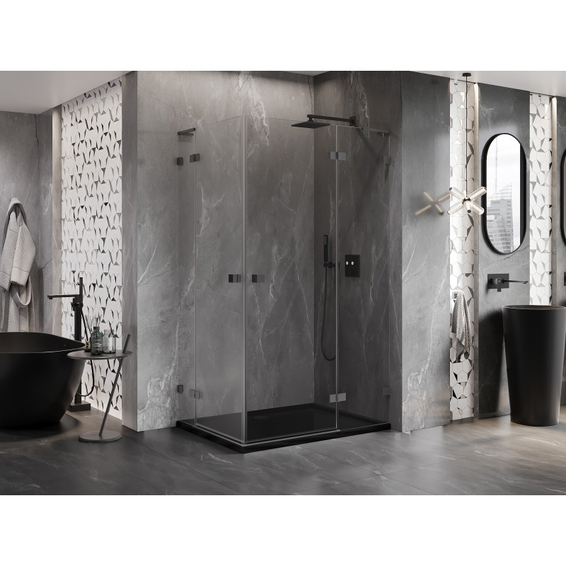 Mexen Lunar L Duo jobbra nyíló zuhanykabin 120 x 80 cm, átlátszó, gun metal - 834L-120P-080L-95-00