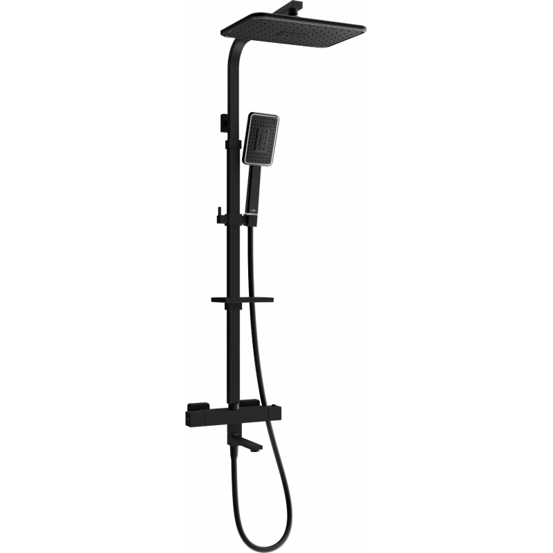 Mexen CQ54 set cadă-duș cu duș fix și baterie termostatică, negru/crom - 779105495-71