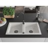 Mexen Mario 2 rekeszes gránit mosogató 820 x 436 mm, fehér, fekete szifon - 6504822000-20-B