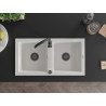 Mexen Mario chiuvetă de granit cu 2 compartimente 820 x 436 mm, albă, sifon negru - 6504822000-20-B