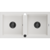 Mexen Mario gránit kétmedencés mosogató 820 x 436 mm, fehér, fekete szifon - 6504822000-20-B