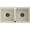 Mexen Mario chiuvetă de bucătărie din granit cu 2 compartimente 820 x 436 mm, bej, sifon negru - 6504822000-69-B