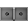 Mexen Mario chiuvetă din granit cu 2 compartimente 820 x 436 mm, gri, sifon negru - 6504822000-71-B