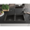 Mexen Mario gránit 2 rekeszes mosogató, 820 x 436 mm, fekete/arany metál, fekete szifon - 6504822000-75-B