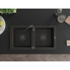 Mexen Mario chiuvetă de granit cu 2 cuve 820 x 436 mm, negru/auriu metalic, sifon negru - 6504822000-75-B