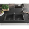 Mexen Mario chiuvetă granit 2 compartimente 820 x 436 mm, negru pătat, sifon negru - 6504822000-76-B