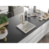 Mexen Milo chiuvetă de granit cu 1 compartiment 435 x 410 mm, Albă, sifon Auriu - 6505441000-20-G
