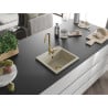Mexen Milo chiuvetă de granit cu 1 compartiment 435 x 410 mm, Bej, sifon Auriu - 6505441000-69-G