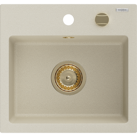 Mexen Milo 1-medencés gránit mosogató 435 x 410 mm, Bézs, szifon Arany - 6505441000-69-G